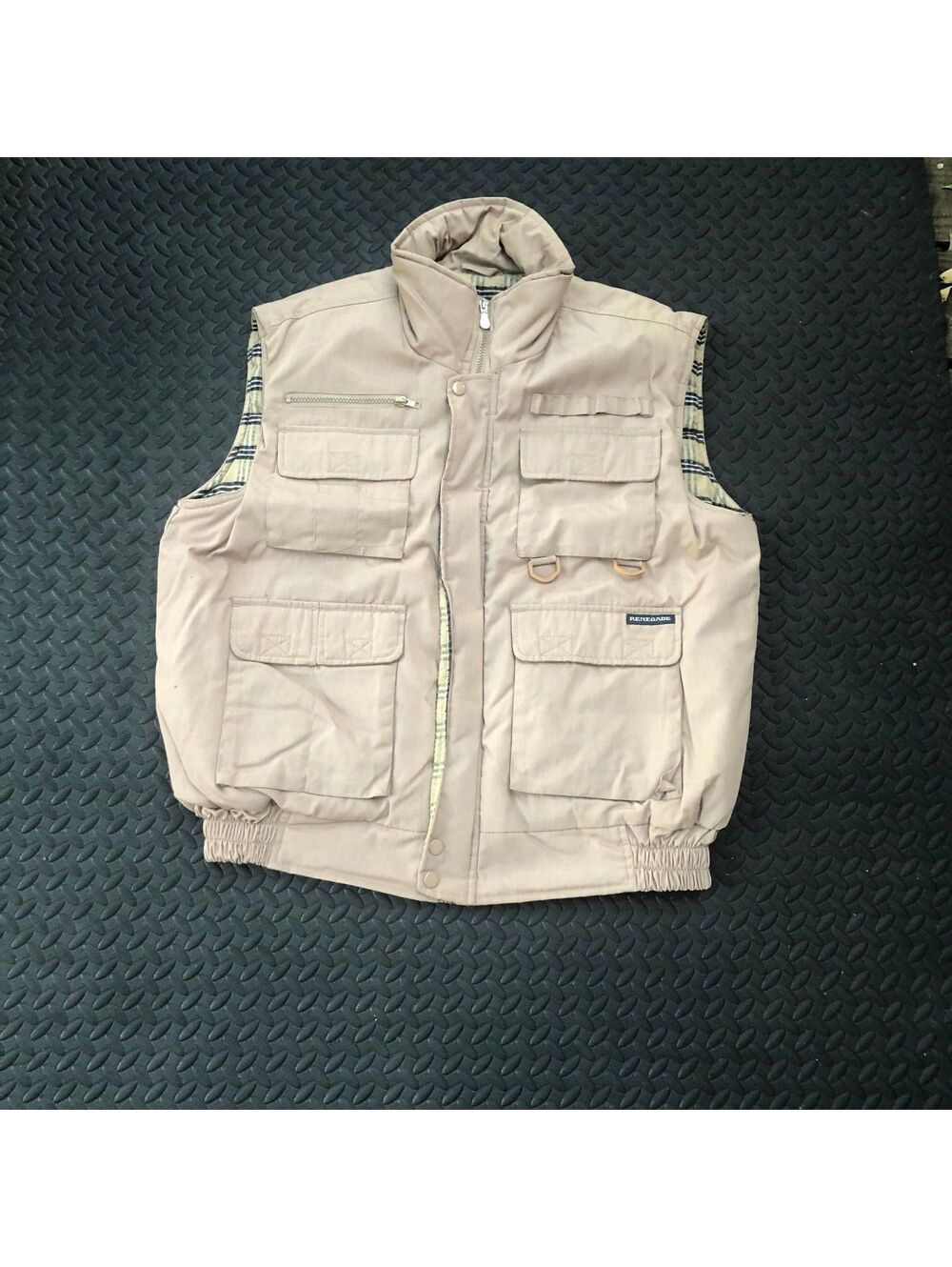 Renegade Men's Large Beige Utility Vest with Multiple Pockets